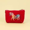 Powder Zebra Carnival Mini Velvet Pouch - Red