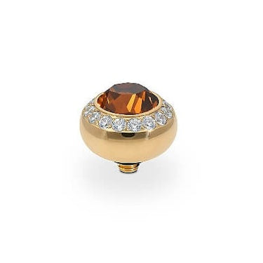 Qudo Tondo Deluxe 10mm Gold Topper - Smoked Topaz