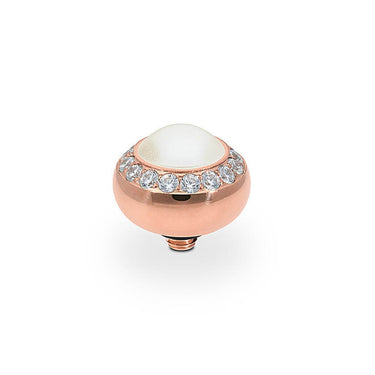 Qudo Tondo Deluxe 10mm Rose Gold Topper - White Pearl