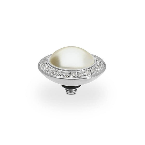 Qudo Tondo Deluxe 13mm Silver Topper - Cream Pearl