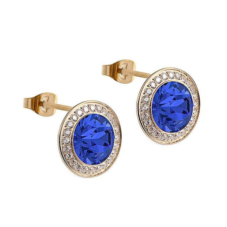 Qudo Tondo Deluxe Gold Earrings - Sapphire