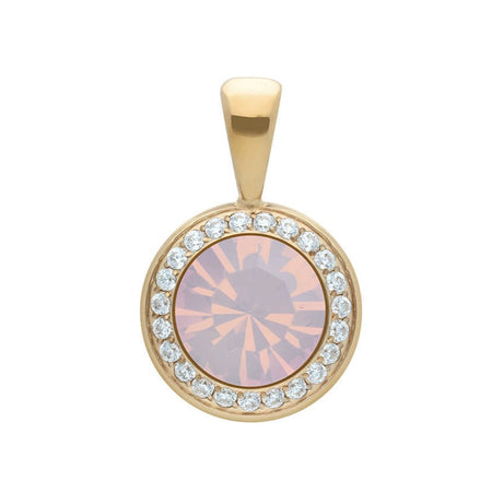 Qudo Tondo Deluxe Pendant Gold Necklace - Rose Water Opal