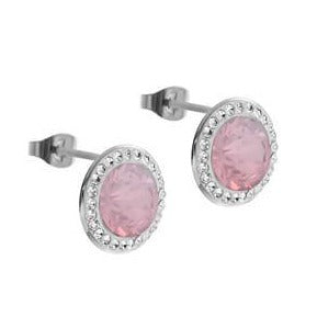 Qudo Tondo Deluxe Silver Earrings - Rose Water Opal