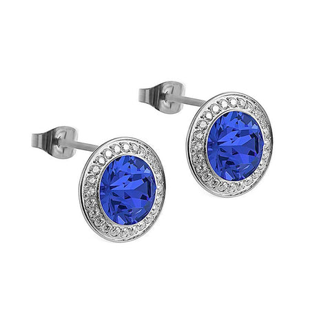 Qudo Tondo Deluxe Silver Earrings - Sapphire