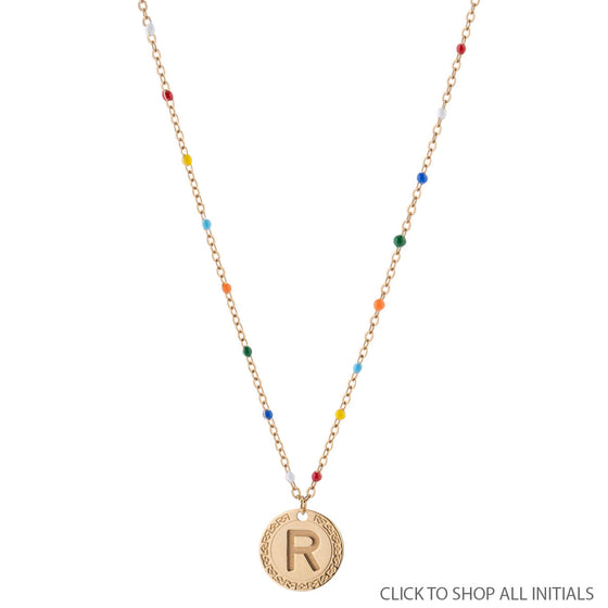 Rebecca Gold Multi Bead Initial Necklace