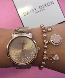 	Rebecca My World Hollywood Rose Gold Charm on a bracelet