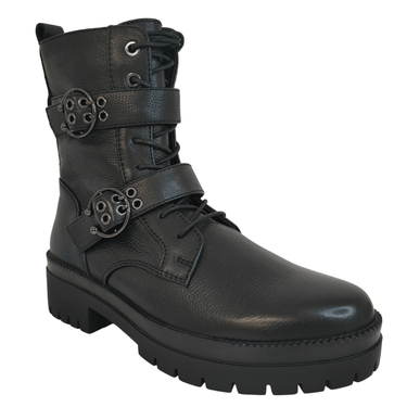Regarde Le Ciel Olga Black Leather Biker Boots