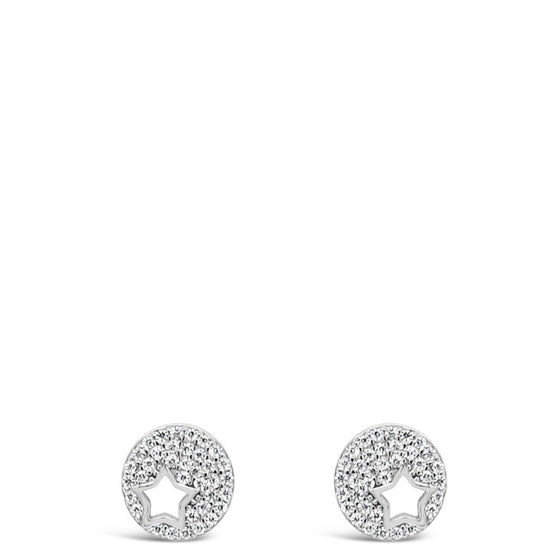 Absolute Sterling Silver Star Button Earrings SE158SL
