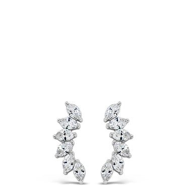 Absolute Sterling Silver Floral Curve Earrings SE179SL