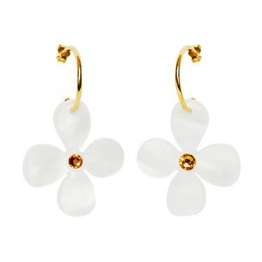 TooLally Daisy Hoop Earrings - White