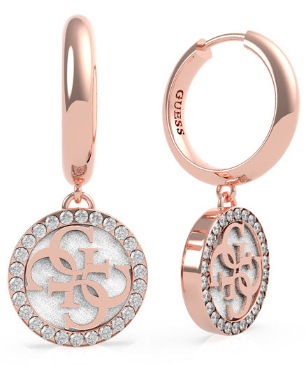 Guess Golden Hour Rose Gold & White Hoop Earrings