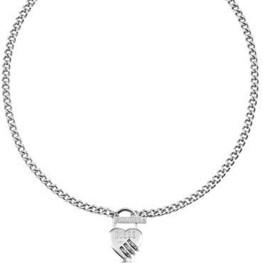 Guess Lock Me Up Silver Necklace