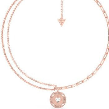 Guess From Guess With Love Rose Gold Necklace