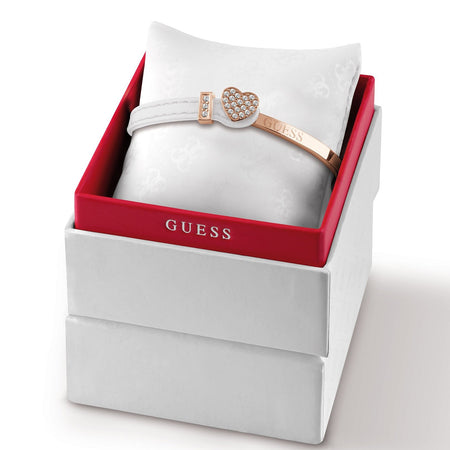 Guess Rose Gold & White Leather Bangle