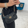 Unisa Zatenas Soft Black Leather Chain Crossbody Bag