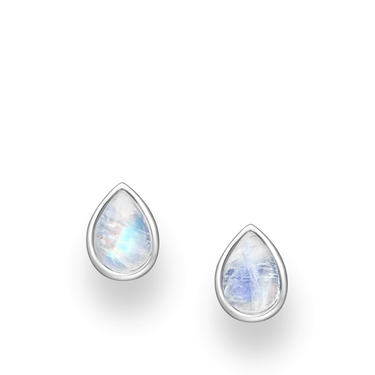 Vurchoo Africa Raindrop Moonstone Silver Stud Earrings
