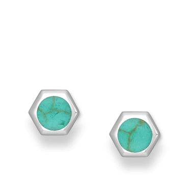 Vurchoo Africa Turquoise & Silver Stud Earrings