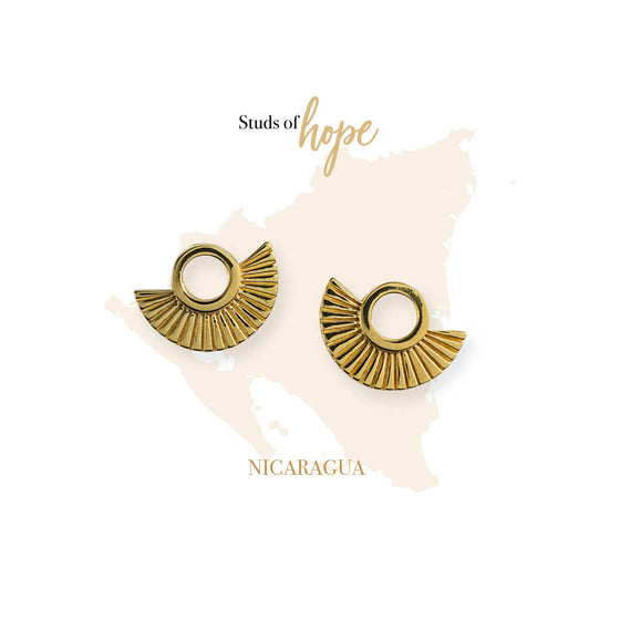 Vurchoo Latin America Fan Gold Stud Earrings
