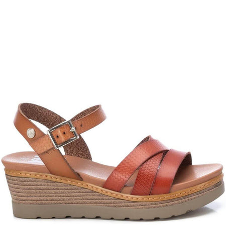 XTI Tan Strappy Small Wedge Sandals