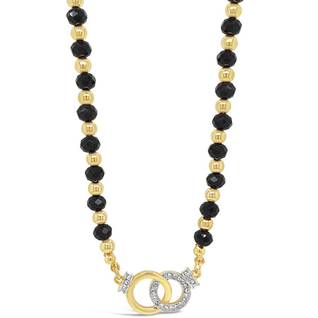Absolute Black Beaded Entwined Circle Necklace