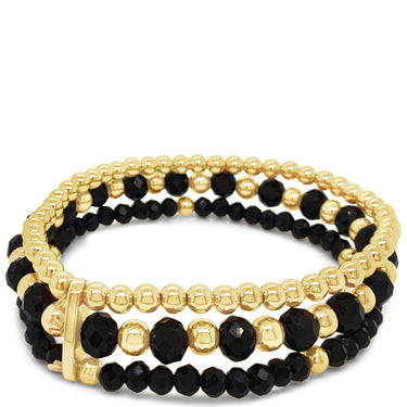 Absolute Black Beaded Gold Bracelet