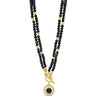 Absolute Black Beaded Gold Halo Necklace