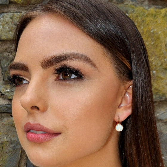 Absolute Classic Drop Earrings - Rose Gold & White Opal