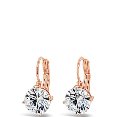 Absolute Classic Rose Gold & Solitaire French Hook Earrings - Large