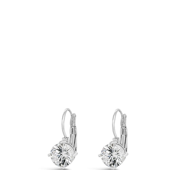Absolute Classic Silver & Solitaire French Hook Earrings - Small