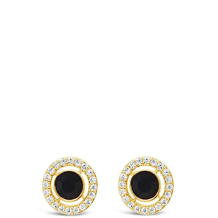 Absolute Gold Black Halo Stud Earrings