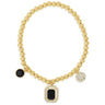 Absolute Gold Black Square Pendant Beaded Bracelet