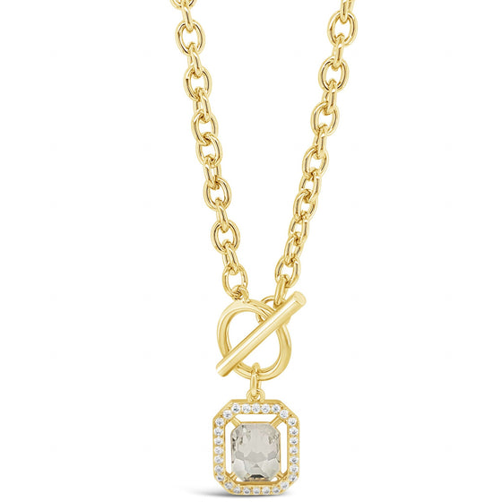 Absolute Gold Chunky Link Square Pendant T Bar Necklace