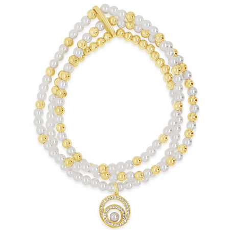 Absolute Gold & Cream Pearl Entwined Halo Bead Bracelet