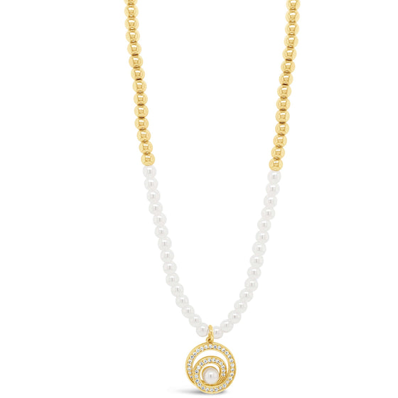 Absolute Gold & Cream Pearl Entwined Halo Bead Necklace