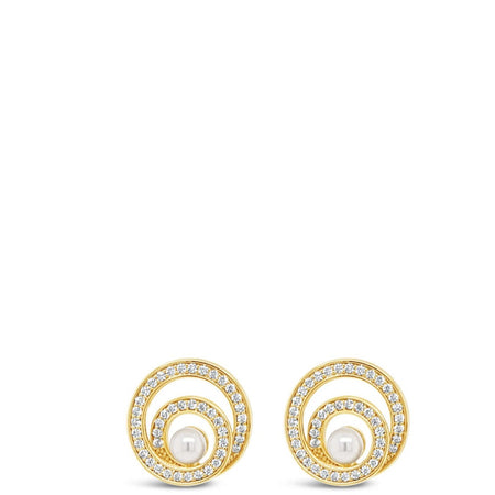 Absolute Gold & Cream Pearl Entwined Halo Earrings
