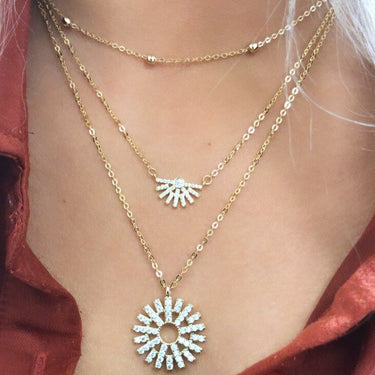 Absolute Gold Half Fan Triple Layer Necklace