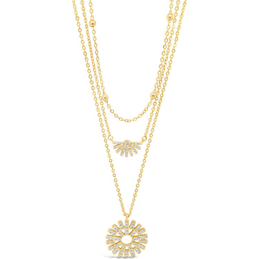 Absolute Gold Half Fan Triple Layer Necklace