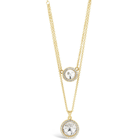 Absolute Gold Halo Setting Double Layer Necklace