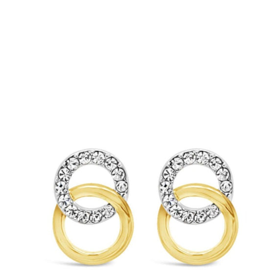Absolute Gold Linked Crystal Duo Stud Earrings