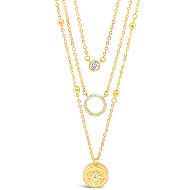 Absolute Gold Locket Triple Layer Necklace