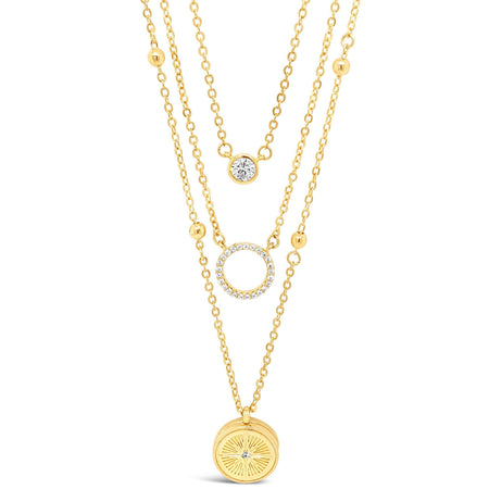 Absolute Gold Locket Triple Layer Necklace