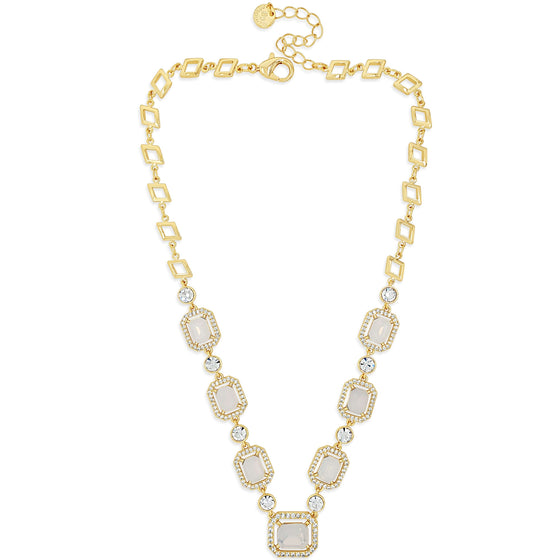 Absolute Gold & Rectangle White Opal Necklace