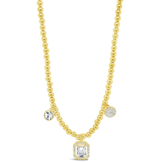 Absolute Gold Square Pendant Beaded Necklace