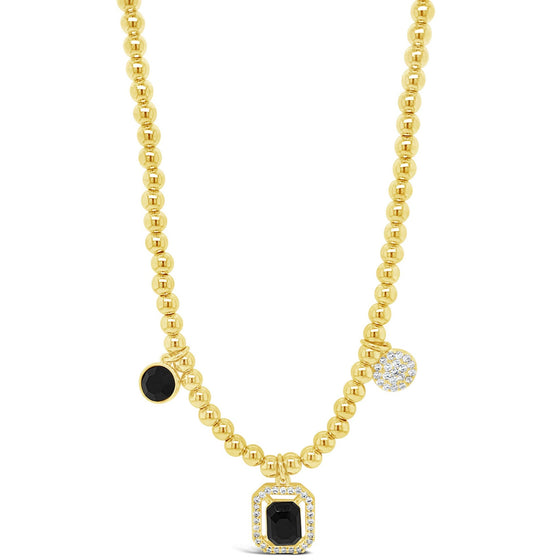 Absolute Gold Square Pendant Beaded Necklace