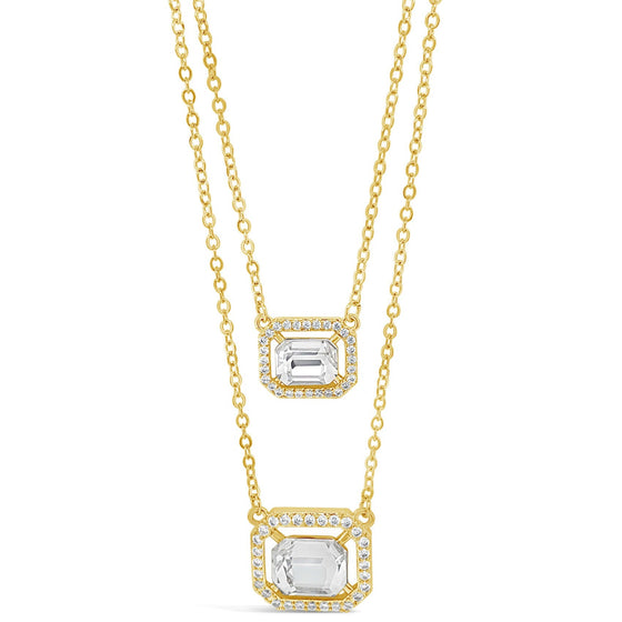 Absolute Gold Square Pendant Double Fine Chain Necklace