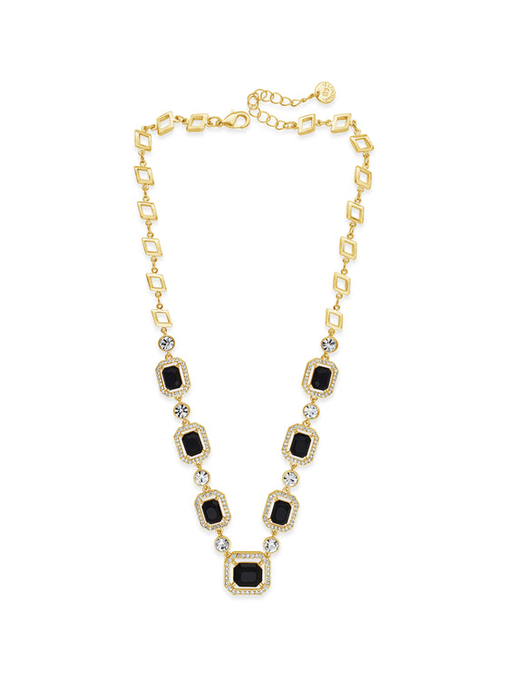 Absolute Gold Black Square Pendant Necklace