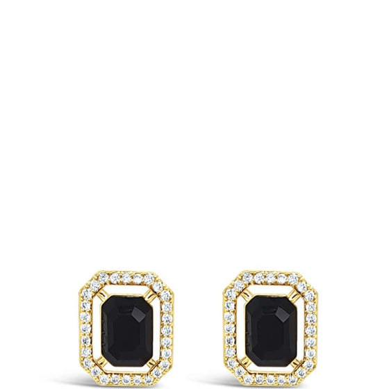 Absolute Gold Black Square Stud Earrings
