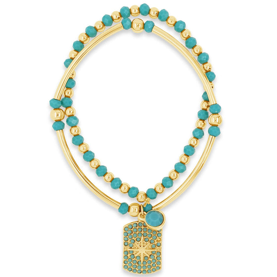 Absolute Gold & Turquoise Bead Tag Bracelet