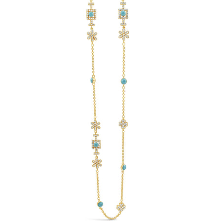 Absolute Gold & Turquoise Fine Long Length Necklace