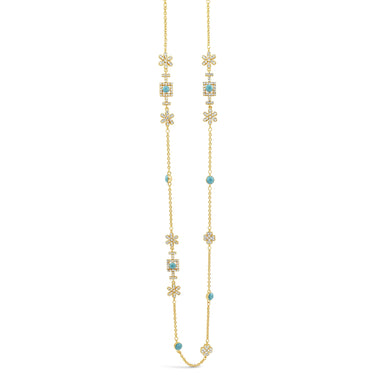 Absolute Gold & Turquoise Fine Long Length Necklace